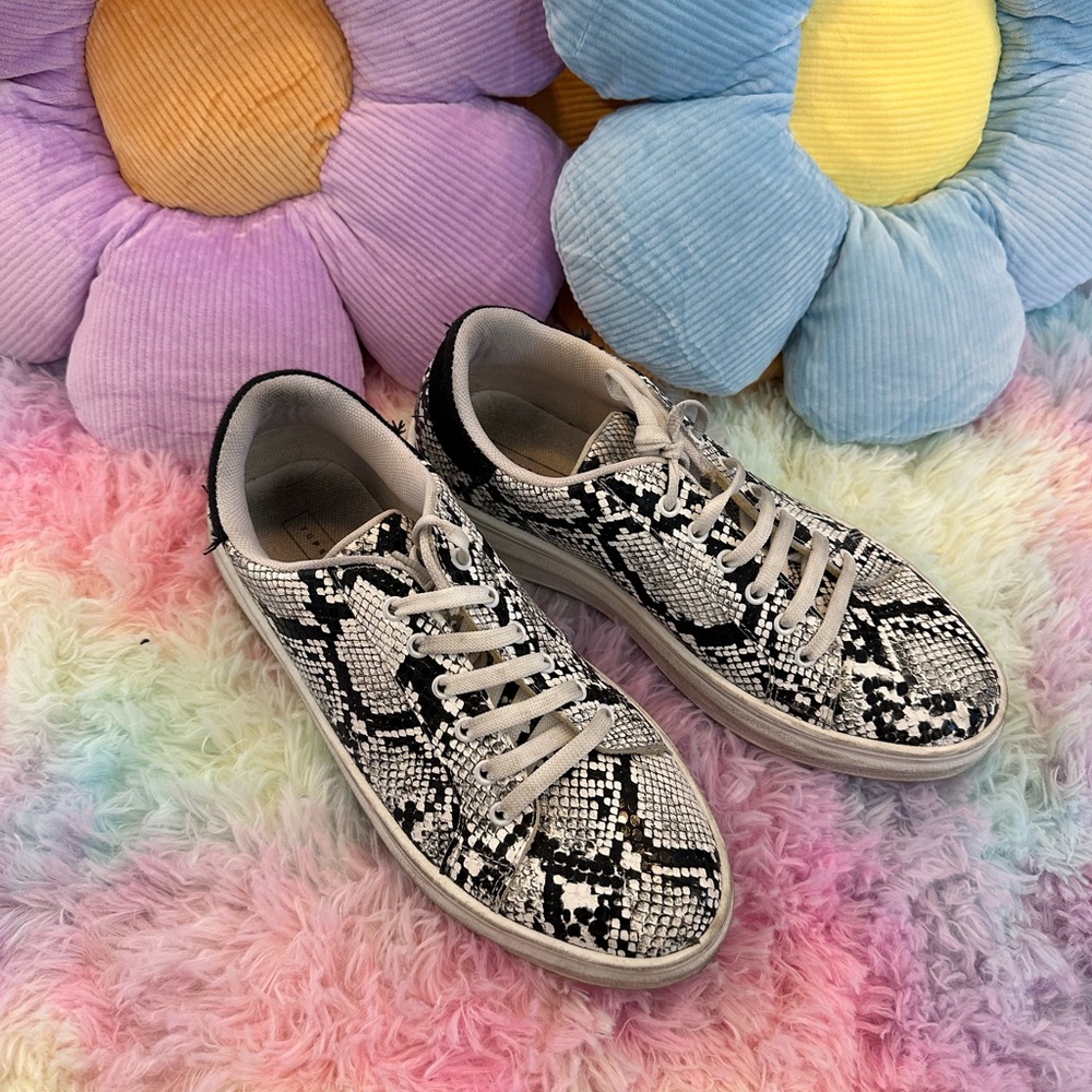 Topshop Black and White Snake Print Shoes
